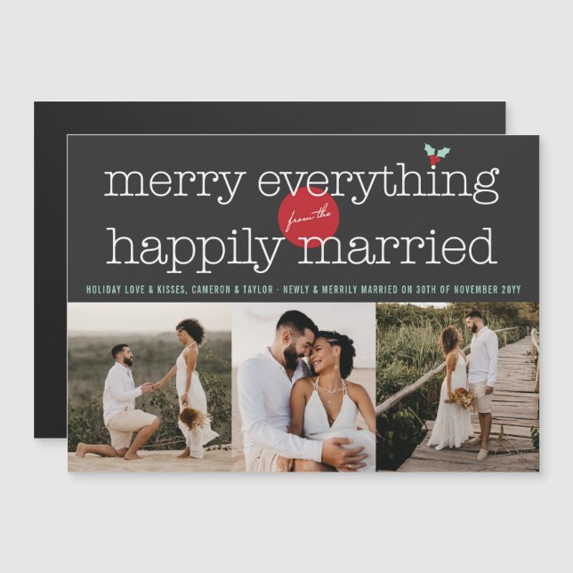 Merry Everything The Happily Married 3 Photo Card (Front/Back)