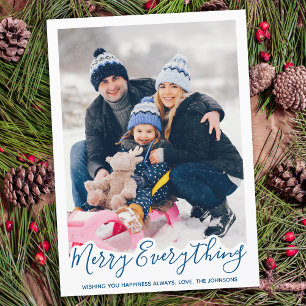 Merry Everything Trendy Red Family Photo Holiday Card