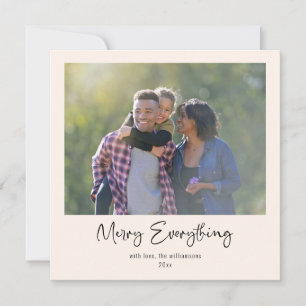 Merry Everything Yellow Green Red Floral Photo Holiday Card