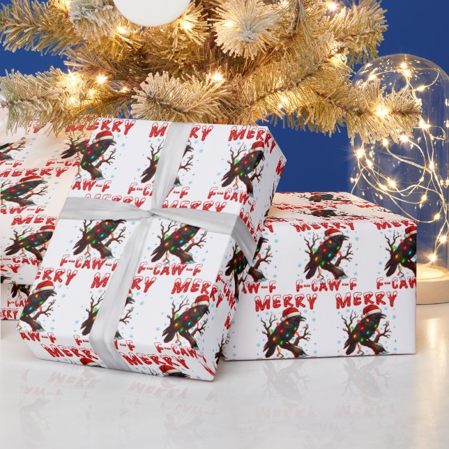 Merry F-Caw-F Crow, F-CAW-F Funny Christmas Santa Wrapping Paper (Holidays)