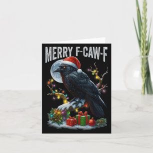 Merry F-caw-f Funny Christmas Black Crow Merry Xma Card