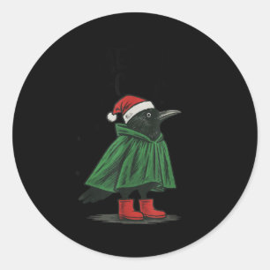 Merry F-caw-f Funny Christmas Black Crow Merry Xma Classic Round Sticker