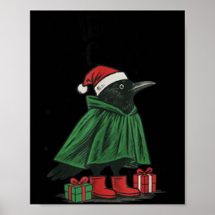 Merry F-caw-f Funny Christmas Black Crow Merry Xma Poster
