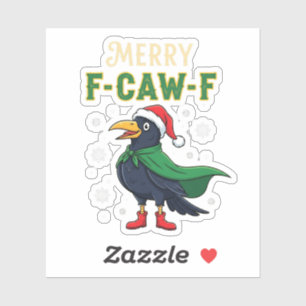 Merry F-Caw-F Funny Christmas Raven Crow Santa