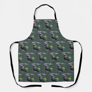 Merry F-Caw-F Raven Funny Christmas Crow Sarcastic Apron