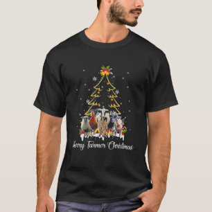 Merry Farmer Christmas Farm Animals Christmas Tree T-Shirt
