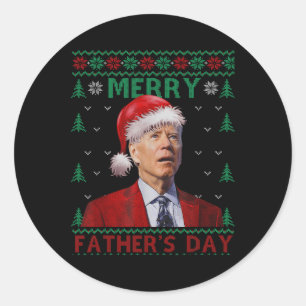 Merry Fathers Day Santa Joe Biden Christmas Ugly S Classic Round Sticker