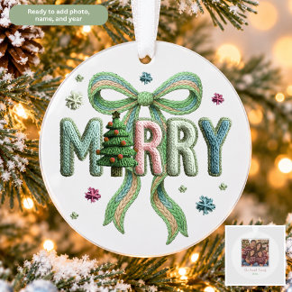 Merry Faux Embroidery Christmas Ornament