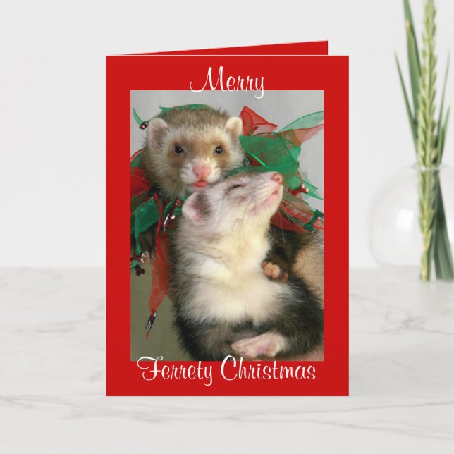 Merry Ferrety Christmas Card (Blank) (Front)