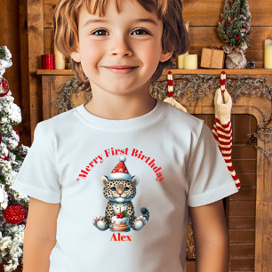 Merry First Birthday Christmas Baby Gift T-Shirt