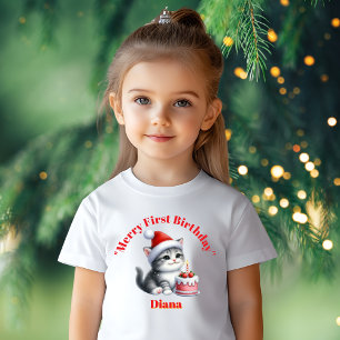 Merry First Birthday Christmas Baby Gift T-Shirt