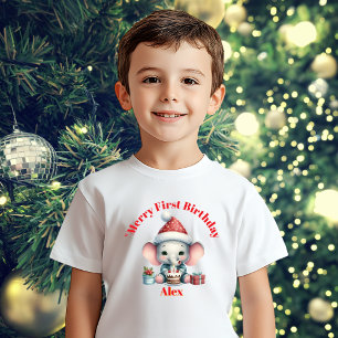Merry First Birthday Christmas Baby Gift T-Shirt