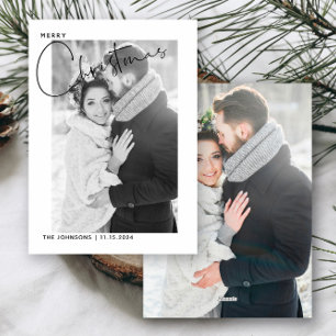 Merry First Christmas Hand Lettered 2 Photo  Holiday Card