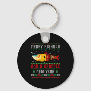 Merry Fishmas And A Crape New Year Ugly Fisherman Key Ring