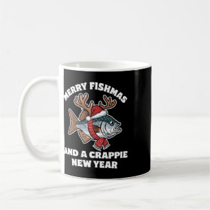 Merry Fishmas And A Crappie New Year Fishing Pun  Coffee Mug