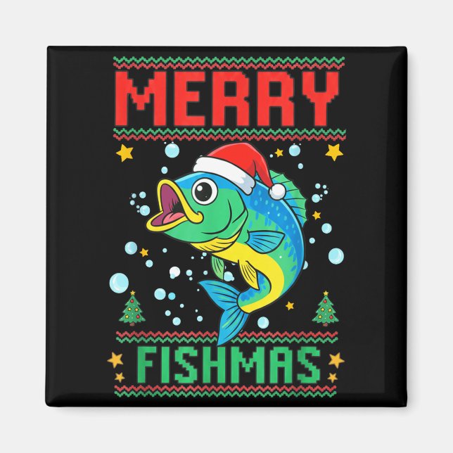 Merry Fishmas B Fish Fishing Christmas  Magnet (Front)