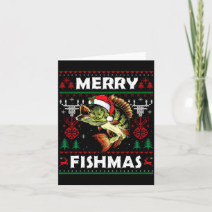 Merry Fishmas B Fish Fishing Christmas Ugly Sweate Card