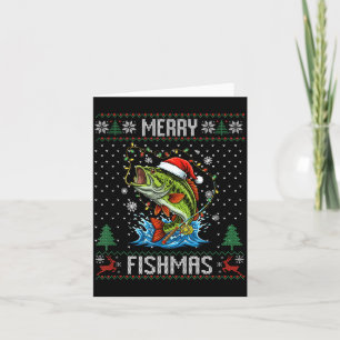 Merry Fishmas B Fish Fishing Christmas Ugly Sweate Card