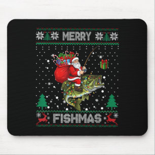 Merry Fishmas B Fish Fishing Christmas Ugly Sweate Mouse Pad