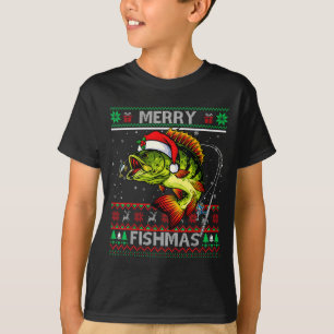 Merry Fishmas B Fish Fishing Christmas Ugly Xmas T-Shirt