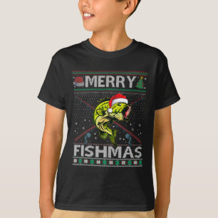 Merry Fishmas Byb Fish Fishing Christmas Ugly Swea T-Shirt