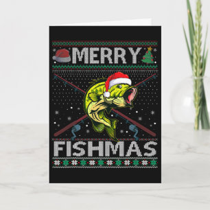 Merry Fishmas Byss Fish Fishing Christmas Ugly Swe Card