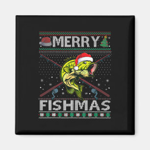 Merry Fishmas Byss Fish Fishing Christmas Ugly Swe Magnet
