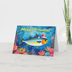 Merry Fishmas Christmas Fish Watercolor Card