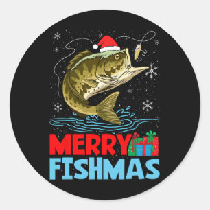 Merry Fishmas Christmas Fishing Holiday Classic Round Sticker