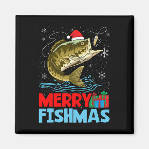 Merry Fishmas Christmas Fishing Holiday Magnet