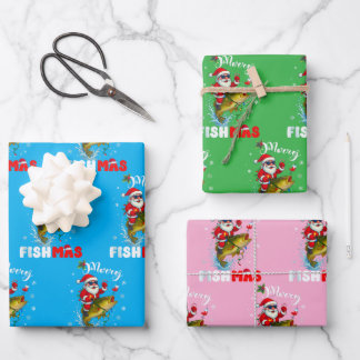 Merry Fishmas Christmas Gift Wrapping Paper Sheet