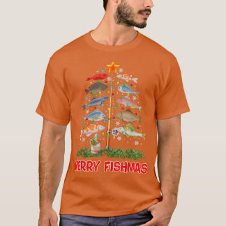 Merry Fishmas Christmas Tree Decor Fishing Lover F T-Shirt