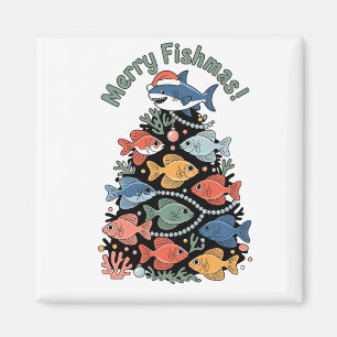 Merry Fishmas Christmas Tree Fish Funny Fishing Magnet