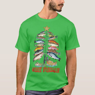 Merry Fishmas Christmas Tree Fish Funny Fishing  T-Shirt