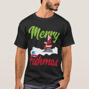 Merry Fishmas Christmas Tree Fishing Funny T-Shirt