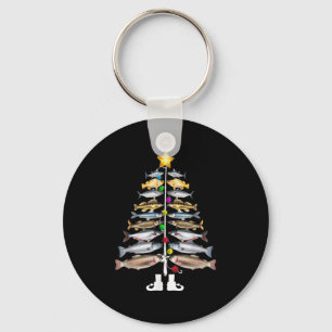 Merry Fishmas Christmas Tree Funny Fishing  Key Ring