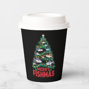 Merry Fishmas Christmas Tree Lights Fish Fishing Paper Cups