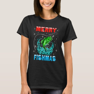 Merry Fishmas Christmas Tree Lights Fish Fishing T-Shirt