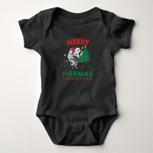 Merry Fishmas Fish Fishing Dad Fisherman Christmas Baby Bodysuit