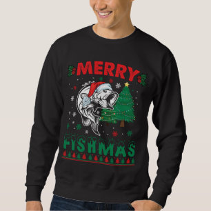 Merry Fishmas Fish Fishing Dad Fisherman Christmas Sweatshirt