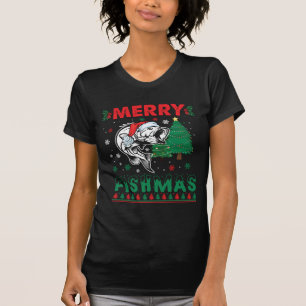 Merry Fishmas Fish Fishing Dad Fisherman Christmas T-Shirt