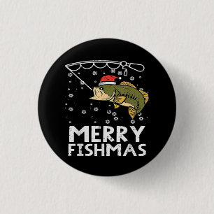 Merry Fishmas Fish Fishing Xmas 3 Cm Round Badge