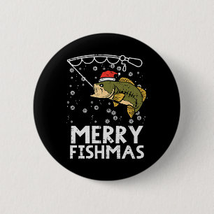 Merry Fishmas Fish Fishing Xmas Christmas Dad Men  6 Cm Round Badge