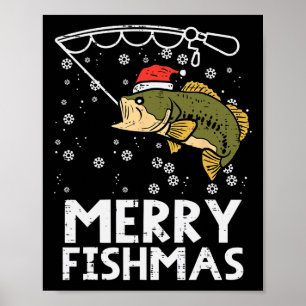 Merry Fishmas Fish Fishing Xmas Christmas Dad Men  Poster