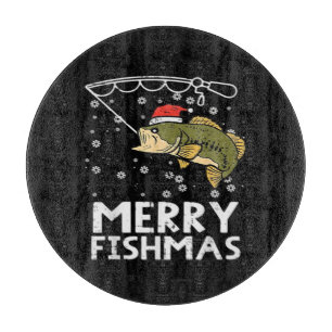 Merry Fishmas Fish Fishing Xmas Cutting Board