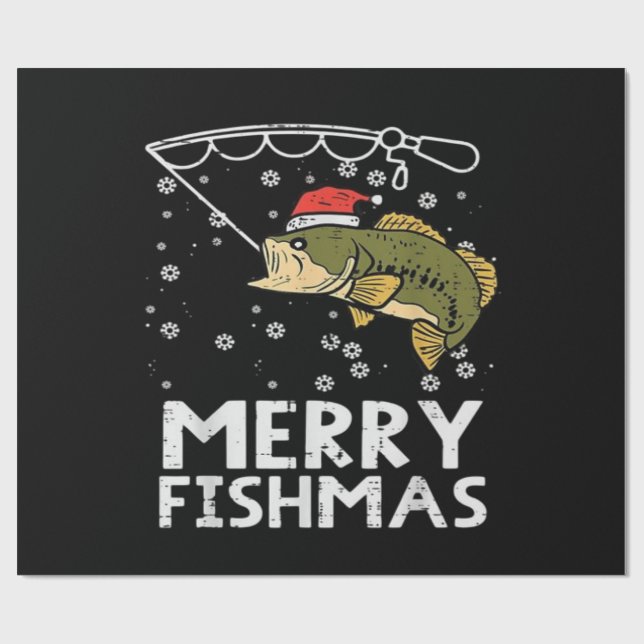 Merry Fishmas Fish Fishing Xmas  Wrapping Paper (Flat)