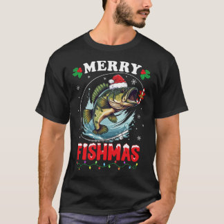 Merry Fishmas Fish Funny Fishing Christmas Dad Men T-Shirt
