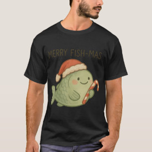 MERRY FISHMAS Fish or die fishing SANTA CHRISTMAS T-Shirt