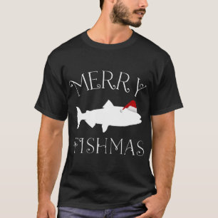 Merry Fishmas Fish Santa Hat Christmas T-Shirt