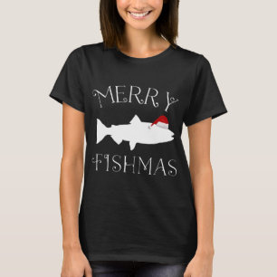 Merry Fishmas Fish Santa Hat Christmas T-Shirt